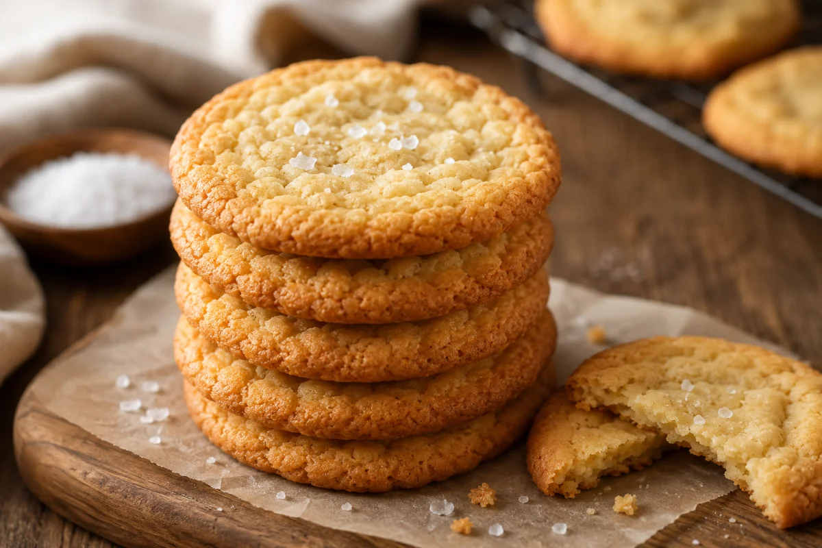 Chipless cookies, stacked with golden crisp edges and a chewy center — Recipeora