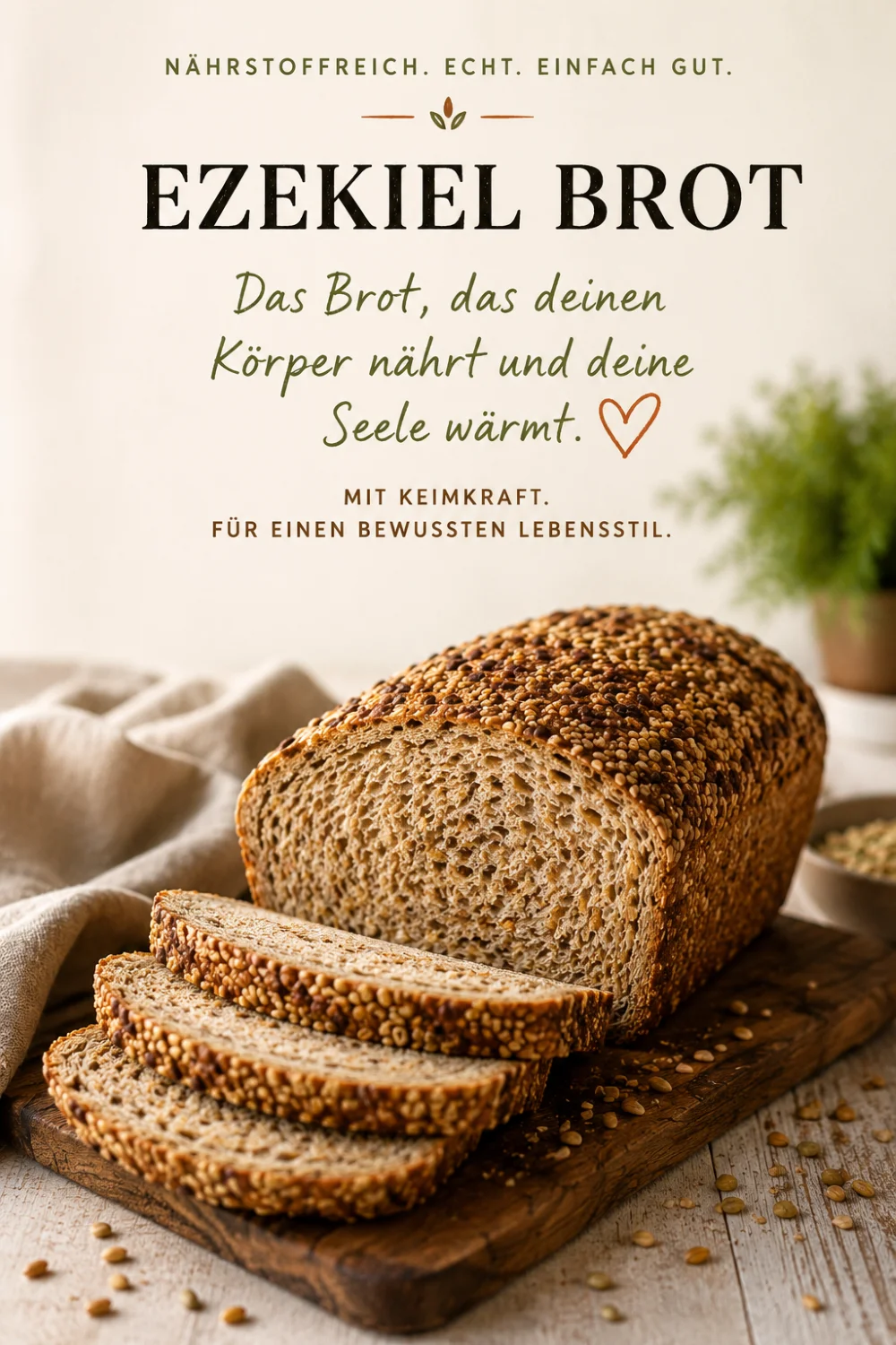 Ezekiel bread recipe Pinterest pin — sprouted grain sandwich bread — Recipeora
