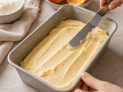 Fill the pan and smooth the top
