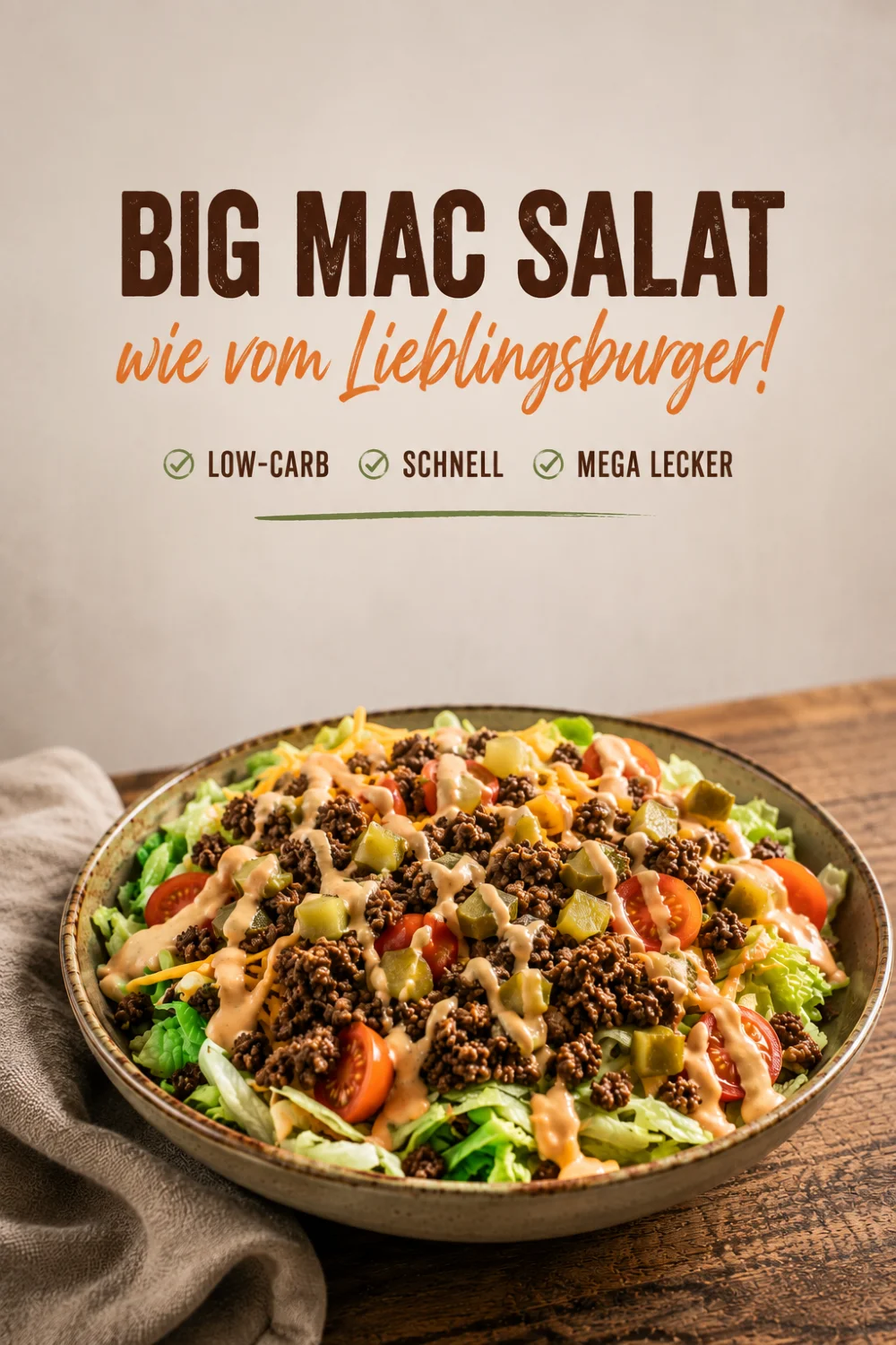 Big Mac salad Pinterest pin — copycat big mac salad recipe — Recipeora