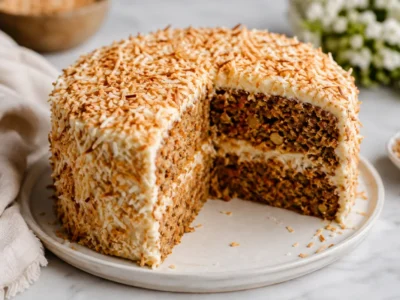 Moist Coconut and Carrot Cake Recipe (Cream Cheese Frosting)